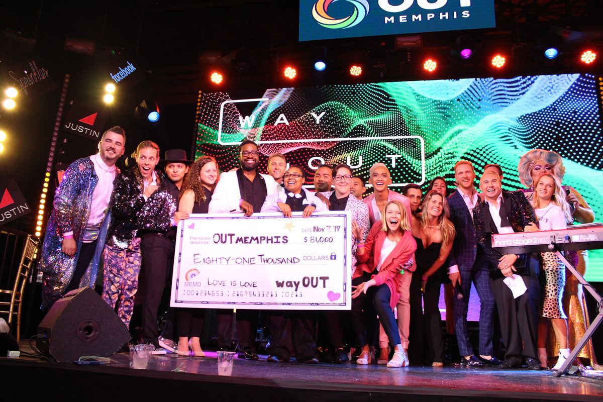 The LA crew on stage with a check, 2019