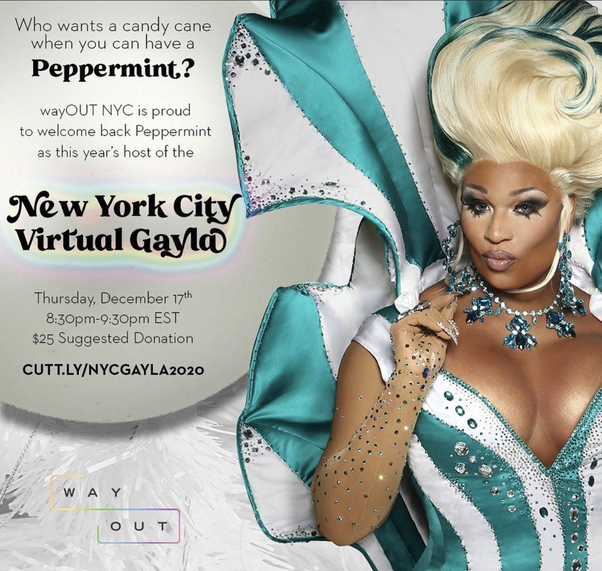 Poster for the 2020 New York City Virtual Gayla hosted by Peppermint